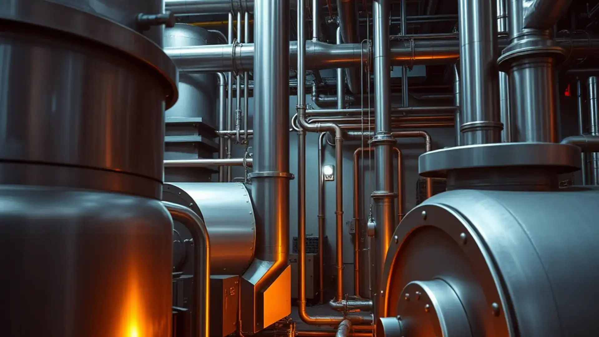 Industrial boiler system in commercial heating plant